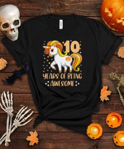 Kids 10 Years of Being Awesome Girls Halloween Birthday Unicorn T Shirt
