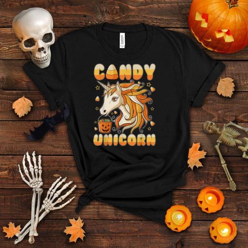 Kids Halloween Candy Unicorn Candy Corn Halloween T Shirt