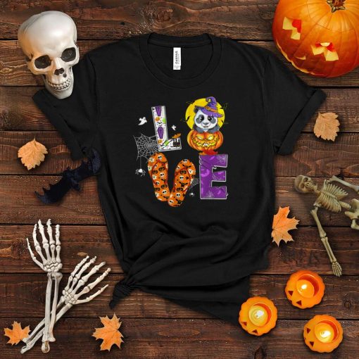 Lover Panda halloween pumpkin zookeeper witch hat panda bear T Shirt