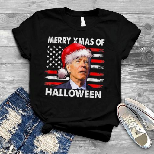 Merry Xmas Of Halloween Biden USA Flag Christmas In July T Shirt