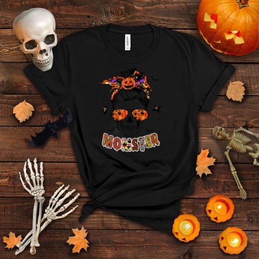 Momster Messy Bun Glasses Skull Mom Halloween Costume T Shirt