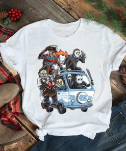 North Carolina Tar Heels Horror Movies Characters Bus Halloween 2023 T Shirt