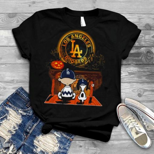 Peanut Snoopy And Charlie Brown Los Angeles Dodgers Sitting Under Moon Halloween 2023 shirt