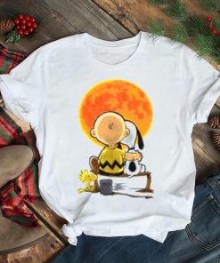 Peanuts Snoopy Charlie Brown Woodstock Under Full Moon Charlie Brown Halloween Shirt