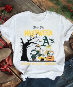 Peanuts Time For Halloween And The Love For Oakland Athletics Logo 2023 T Shirt