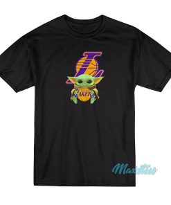 Baby Yoda Hug Los Angeles Lakers T-Shirt