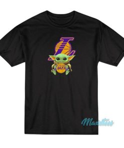 Baby Yoda Hug Los Angeles Lakers T-Shirt
