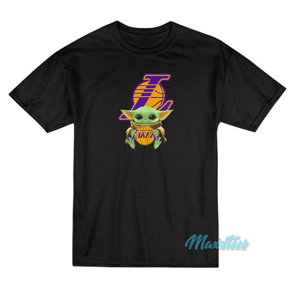 Baby Yoda Hug Los Angeles Lakers T-Shirt Baby Yoda Hug Los Angeles Lakers T-Shirt