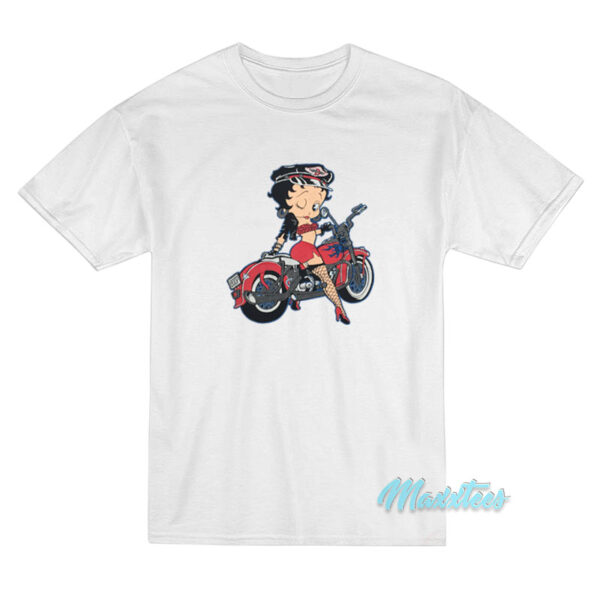 Betty Boop Riding Motorcycle T-Shirt Betty Boop Riding Motorcycle T-Shirt