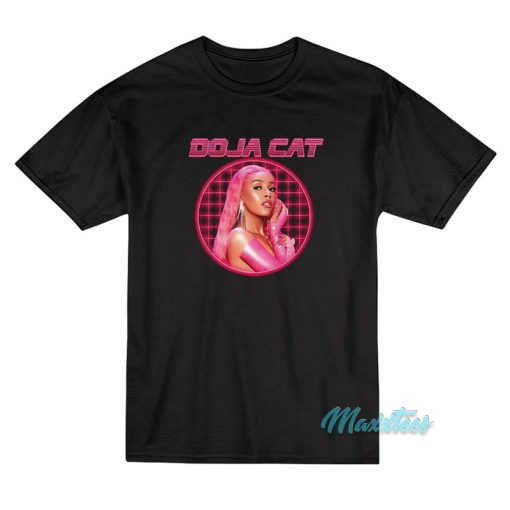Doja Cat Hot Pink Laser Grid Portrait T-Shirt