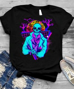 Purple Glitch Skeleton Art Halloween Illustration shirt