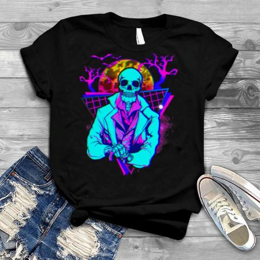 Purple Glitch Skeleton Art Halloween Illustration shirt