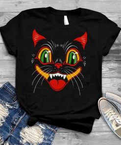 Retro Vintage Halloween Decor Black Cat Face shirt