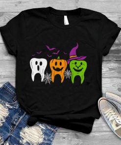 Scary Teeth Costume Ghost Pumpkin Witch Bat Halloween Dental T Shirt