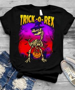 Skeleton Trick Or Treat Tyrannosaurus Rex Boys Halloween Illustration shirt