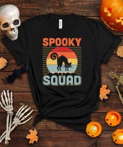Spooky Squad Scary Halloween Black Cat Retro Vintage Style T Shirt