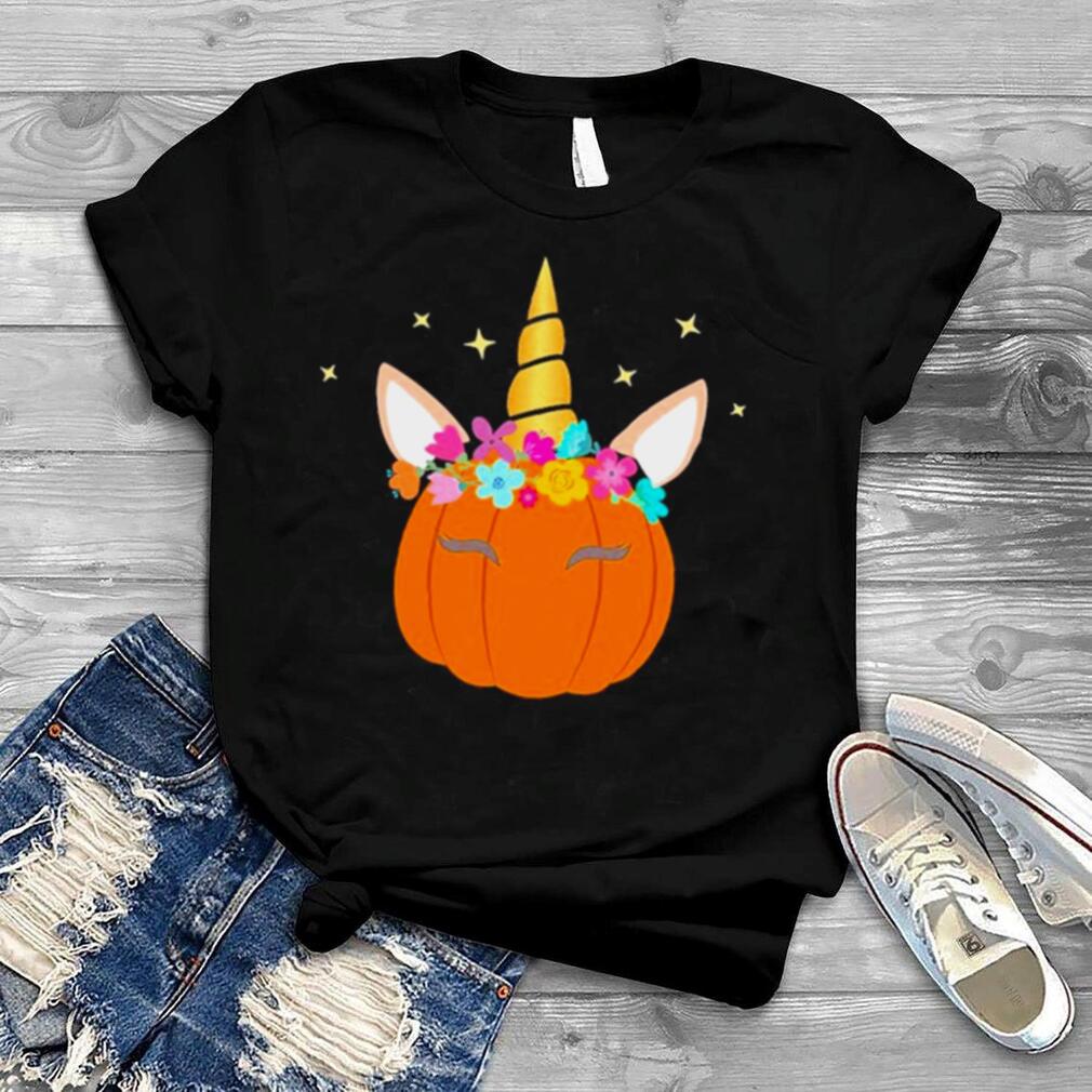 Unicorn Pumpkin Halloween Thanksgiving With Flowers Shirt Unicorn Pumpkin Halloween Thanksgiving With Flowers Shirt