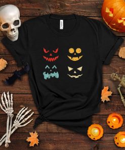 Vintage Scary Pumpkin Faces Halloween Retro Women Men Kids T Shirt