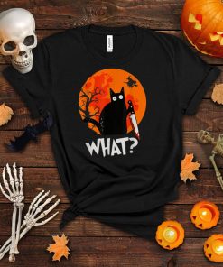What Murderous Cat Holding Knife Funny Halloween Costume T Shirt