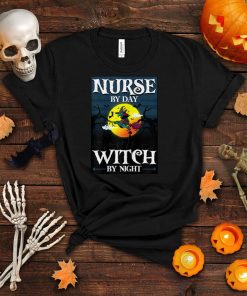 Womens Funny Nurse By Day Witch By Night Halloween Nurse Costume T Shirt