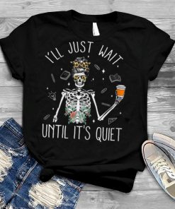 Womens Halloween Teacher Women Skeleton Messy Bun Drinking Coffee T Shirt