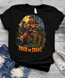 Zombies Carrying Axes Going To A Party Event Jumping Over Wooden Fences In The Corn Garden Halloween Spooky Night shirt