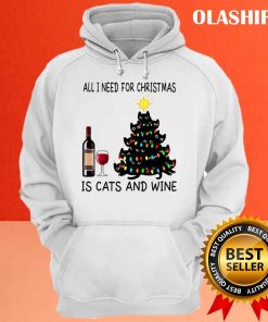 All I Need For Christmas Is Cats And Wine T shirt 3