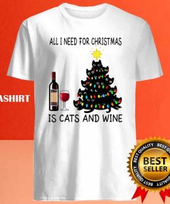 All I Need For Christmas Is Cats And Wine T shirt 4