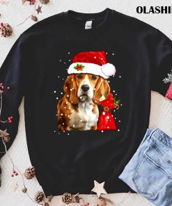 Beagle Dog With Santa Hat Christmas Xmas Dog Lover Shirt 1