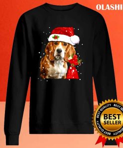 Beagle Dog With Santa Hat Christmas Xmas Dog Lover Shirt 2