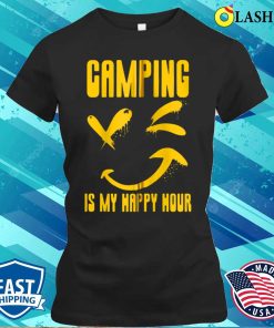 Camping Is My Happy Hour Funny Hobbyist Saying Puns Zip Hoodie T-shirt