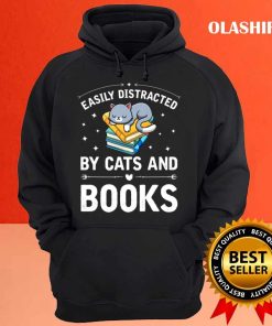 Cat And Book Easily Distracted By Cats And Books Shirt 2 Cat And Book Easily Distracted By Cats And Books Shirt 3