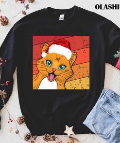 Cat Santa Christmas Retro Kitten Kitty Pet X-mas Pajama T-shirt Cat Santa Christmas Retro Kitten Kitty Pet X-mas Pajama T-shirt