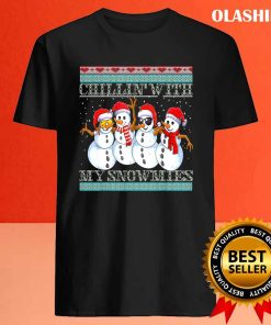 Chillin With My Snowmies Ugly Christmas Snowman Sweater T shirt 4