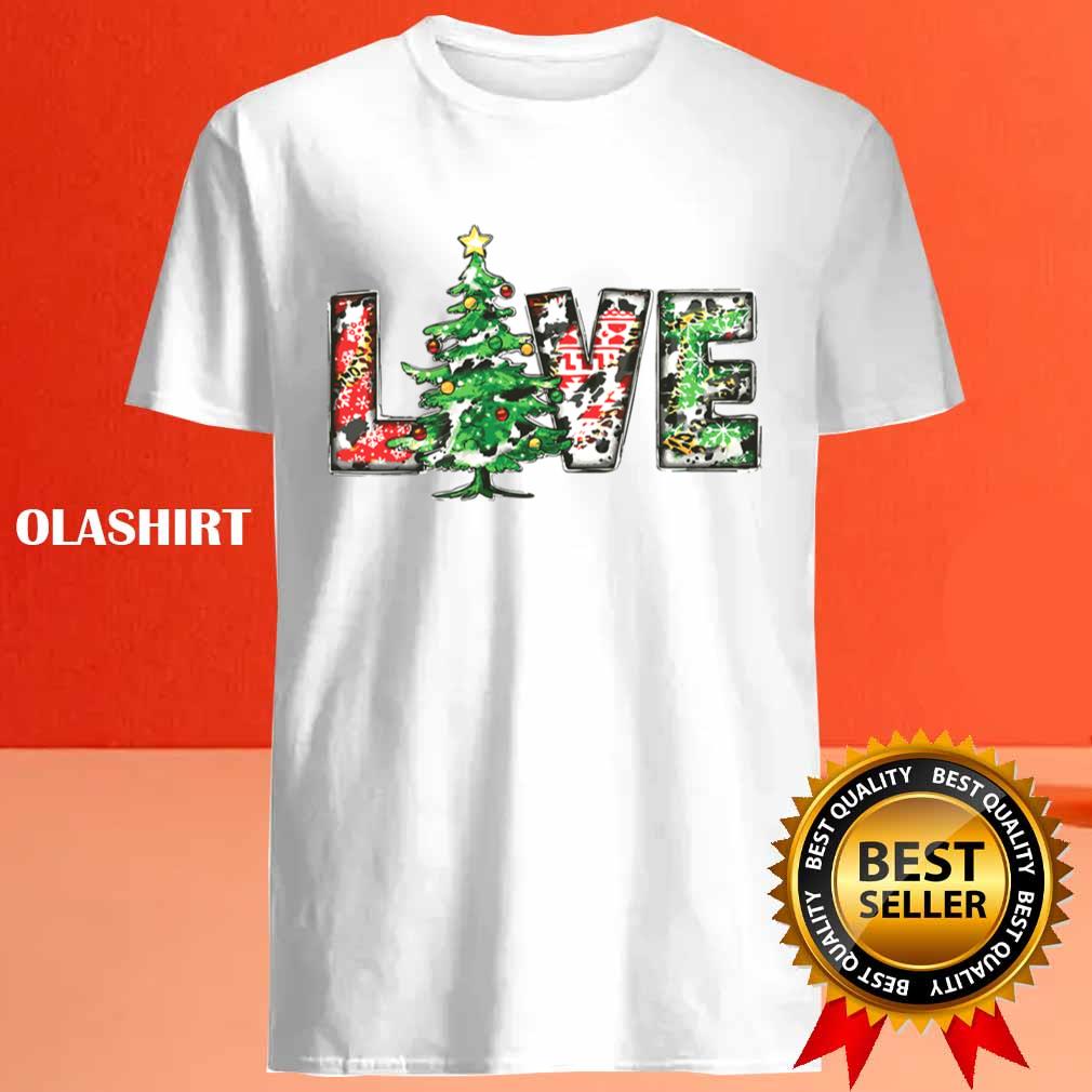 Christmas Tree Love Christmas Western Cowhide T-shirt Christmas Tree Love Christmas Western Cowhide T-shirt