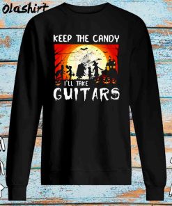 Discount Skeleton keep the candy I'll take guitars halloween shirt 3