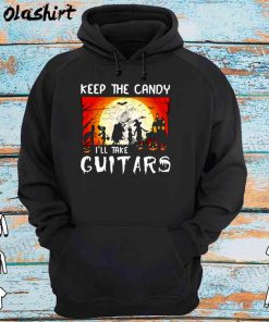 Discount Skeleton keep the candy I'll take guitars halloween shirt 4