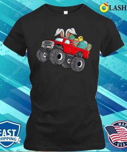 Easter Day T-shirt, Kids Red Monster Truck Eggs Easter Egg Hunting Boys Kids Toddler T-shirt