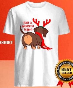 Funny Have A Weinerful Season Daschund Doxie In Dog Dress T-shirt