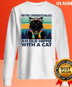 Hippie Cat Never Underestimate An Old Hippie With A Cat Shirt