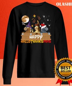 Horse Halloween And Merry Christmas Happy Hallothanksmas T-shirt