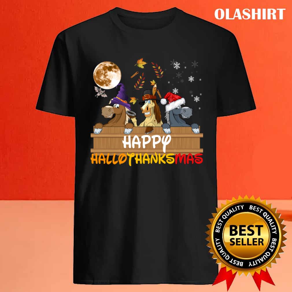 Horse Halloween And Merry Christmas Happy Hallothanksmas T-shirt Horse Halloween And Merry Christmas Happy Hallothanksmas T-shirt