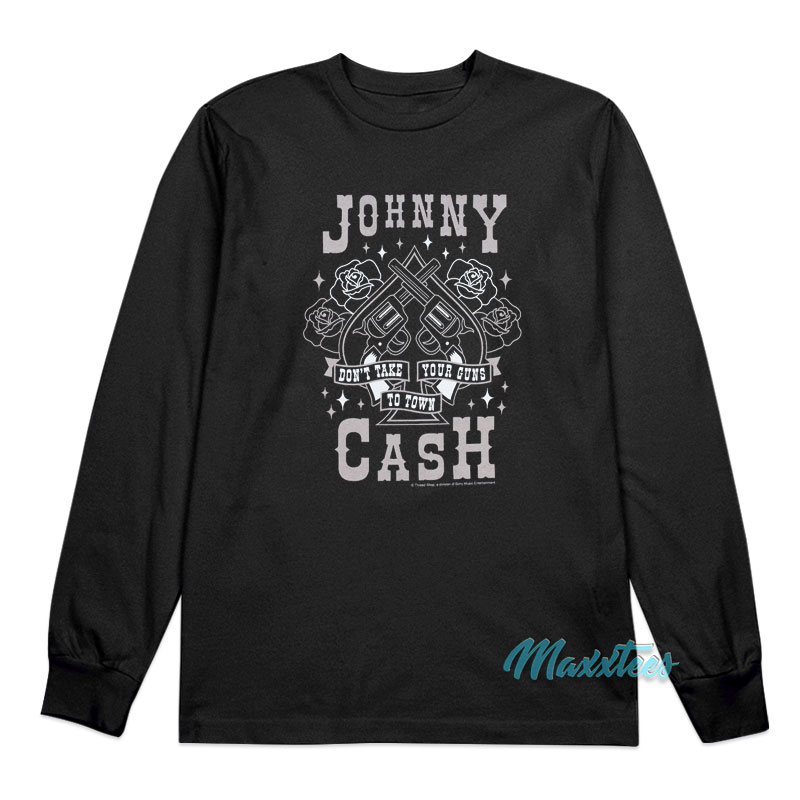 Johnny Cash Guns Kids Long Sleeve Shirt Johnny Cash Guns Kids Long Sleeve Shirt