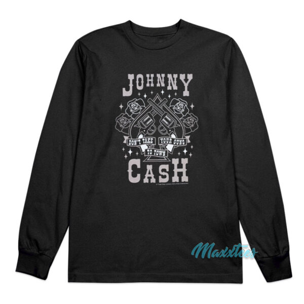 Johnny Cash Guns Kids Long Sleeve Shirt Johnny Cash Guns Kids Long Sleeve Shirt