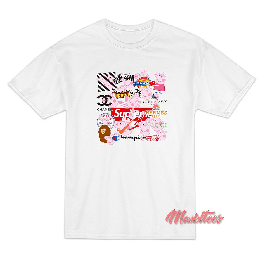 Peppa Pig X Popular Clothing Brands T-Shirt Peppa Pig X Popular Clothing Brands T-Shirt