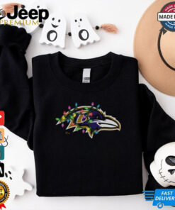 Baltimore Ravens Primary Logo Holiday Lights T Shirt
