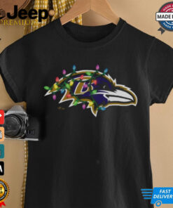 Baltimore Ravens Primary Logo Holiday Lights T Shirt 4