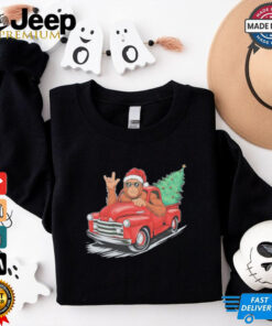 Bigfoot Rock On Christmas Tree Light Driving Truck Women’s Shirt 3 Bigfoot Rock On Christmas Tree Light Driving Truck Women's Shirt 4