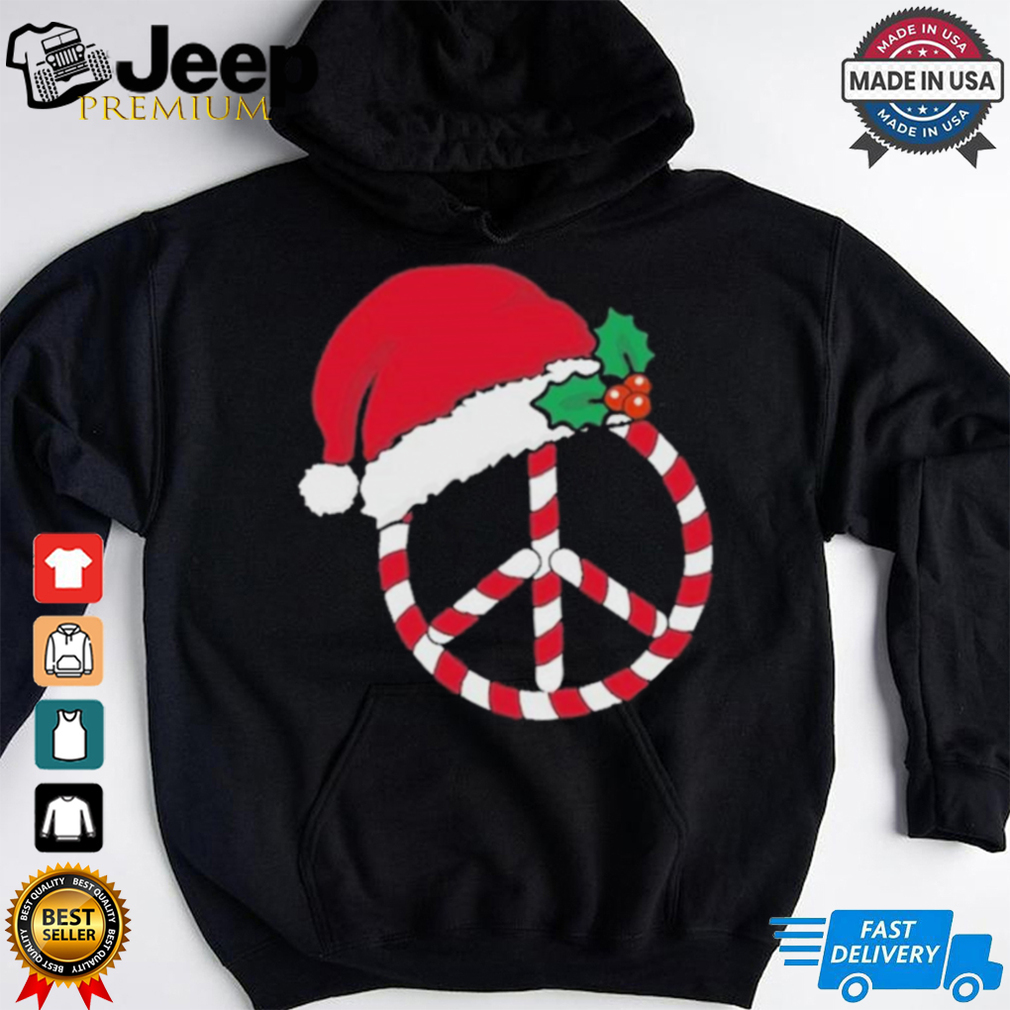 Candy Cane Peace Sign Merry Christmas Symbol Santa Hat Shirt Candy Cane Peace Sign Merry Christmas Symbol Santa Hat Shirt