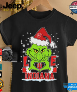Grinch Hand Love Indiana Hoosiers Christmas Shirt
